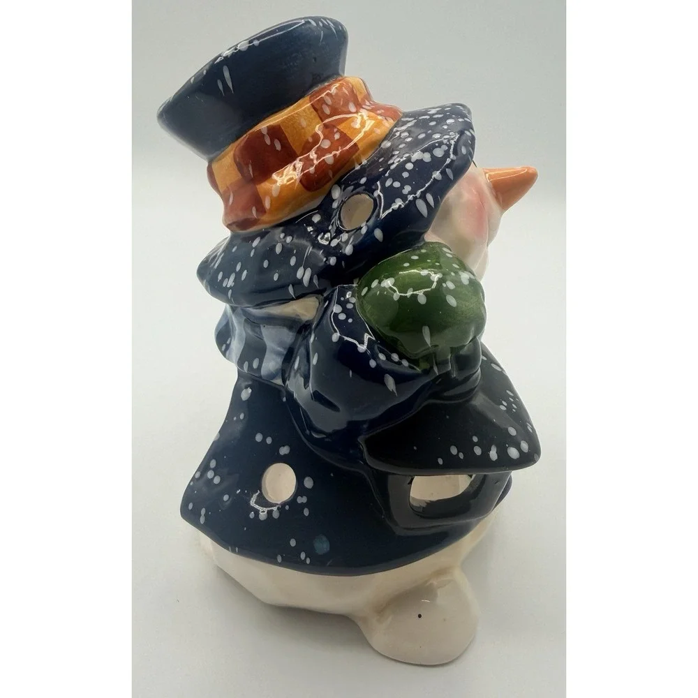 Porcelain Santa Claus Figurine Tea Light Candle Holder Christmas Holiday 9.5